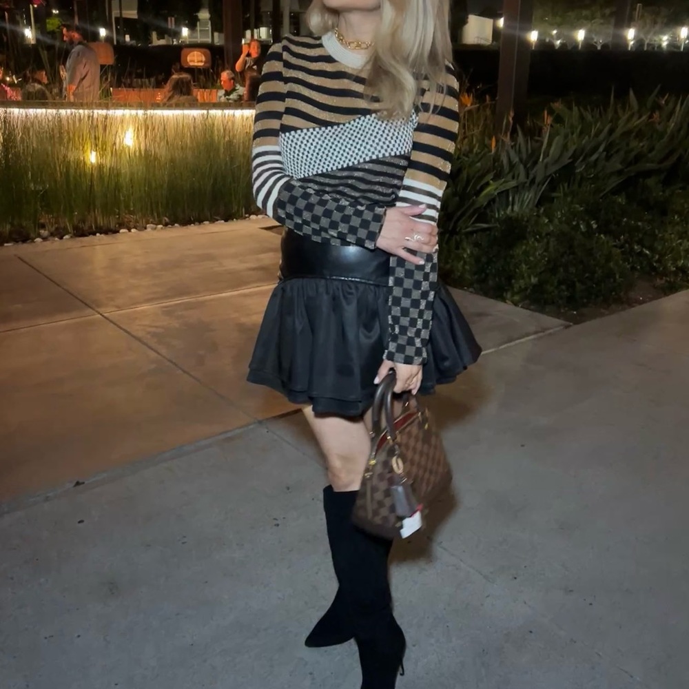 Louis Vuitton Striped and Checkered Damier Ebene Sweater Top Authentic